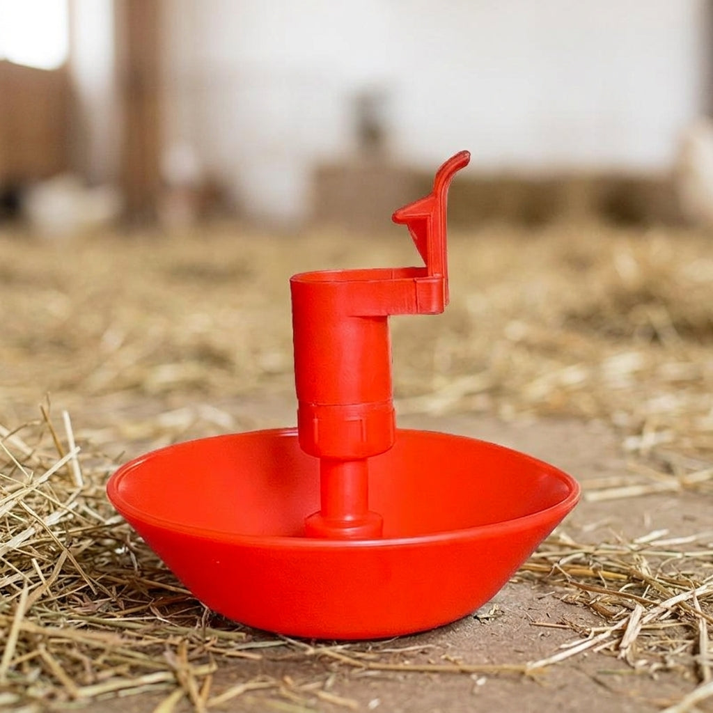 Automatic Cup Chicken Water Dispenser Polymer Chick Drinker, Cage-Mounted Poultry Water Feeder, Easy Clean Red/White/Blue