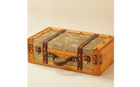 Wooden Chest with Handle Portable Vintage Suitcase Decorative Keepsake Box for Studio