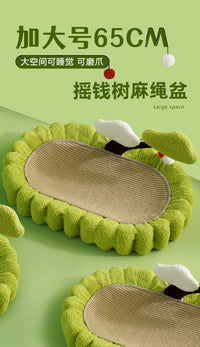 Money Tree Cat Toy with Large Oval Basin and Hemp Cat Nest Scratcher