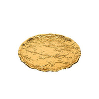 Round Metal Tray with Gold Finish Luxurious Hammered Metal Tray Modern Serving Platter Portable for Home Decorators, Coffee Table