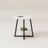 Round Side Table Contemporary Circular End Table Compact for Living Room, Reading Corner, Apartments