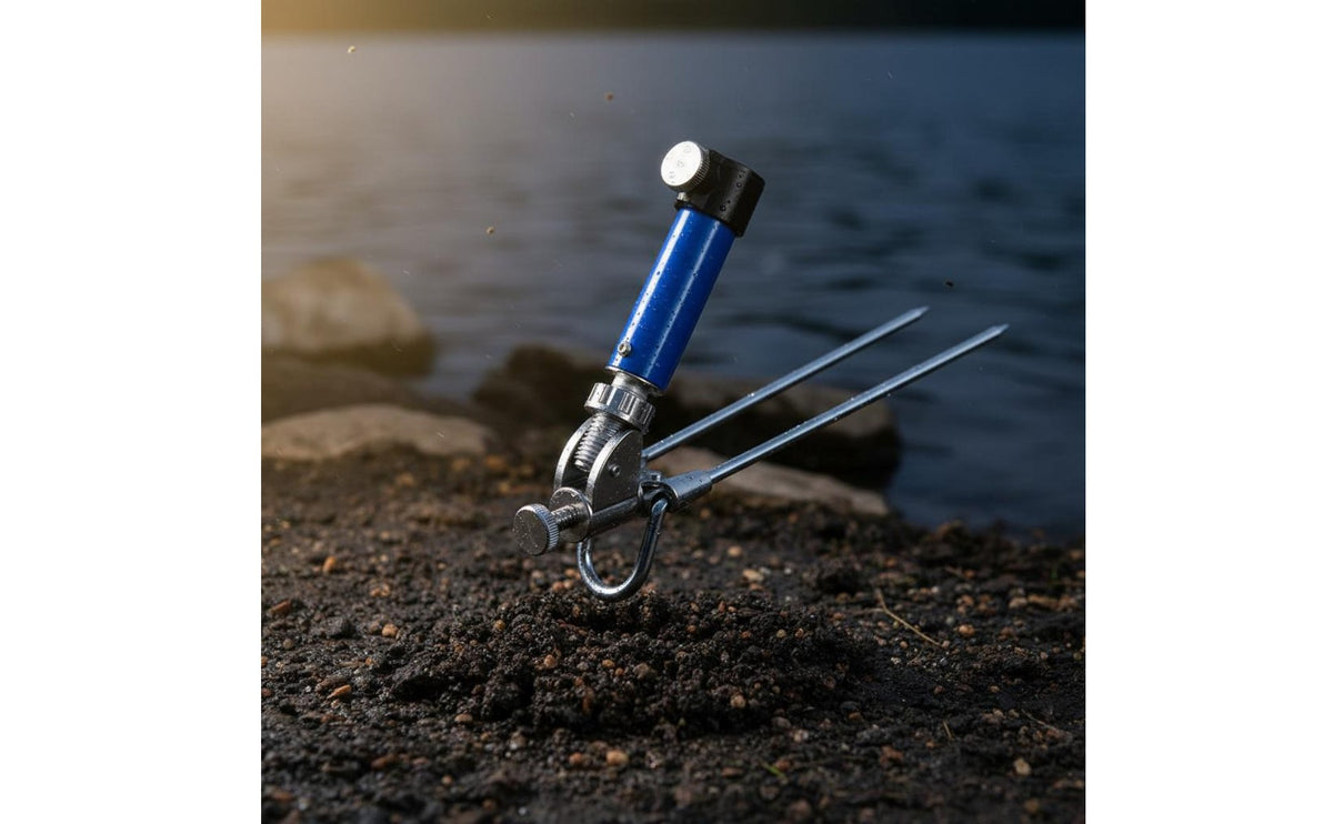 Fishing Rod Ground Stake Stainless Steel Fishing Pole Ground Holder Double Prong Rod Rest Aluminum Alloy Rustproof