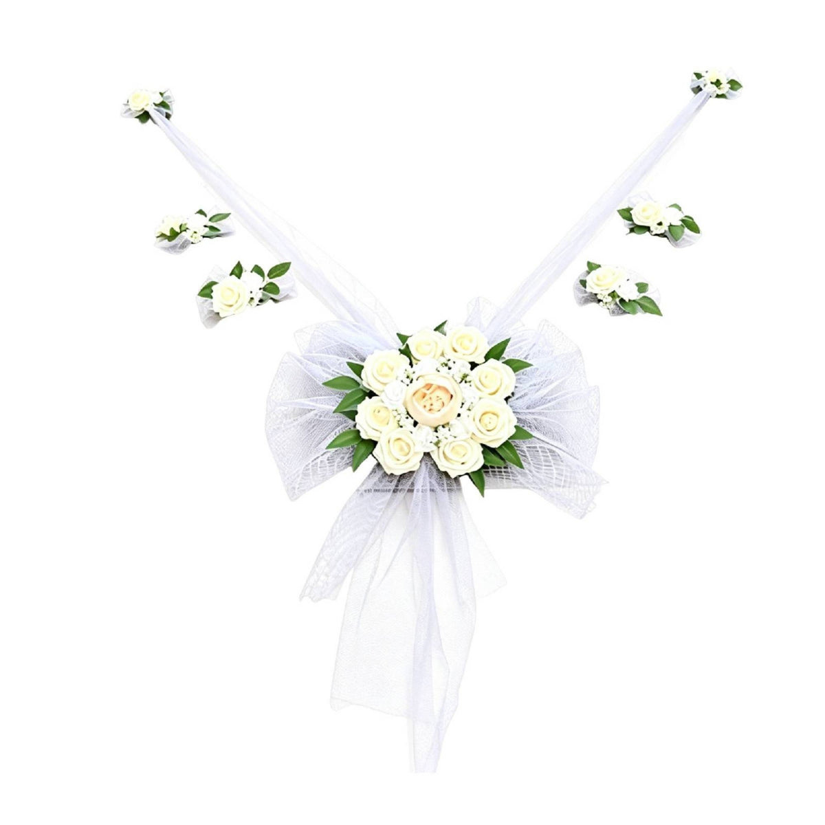 Layered Design Wedding Car Decoration Kit Artificial Flowers Bridal Car Decor Set Floral Hood Decoration Kit