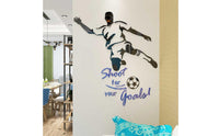 3D Soccer Player Wall Decal Self 3D Sport Wall Sticker Easy Installation House Decoration for Kids, Boys, Gym, Playroom
