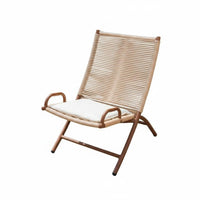Woven Rope Recliner Foldable Lounge Chair Sturdy Frame Er Proceed Nomic Design for Homeowners, Adults, Balcony, Terrace