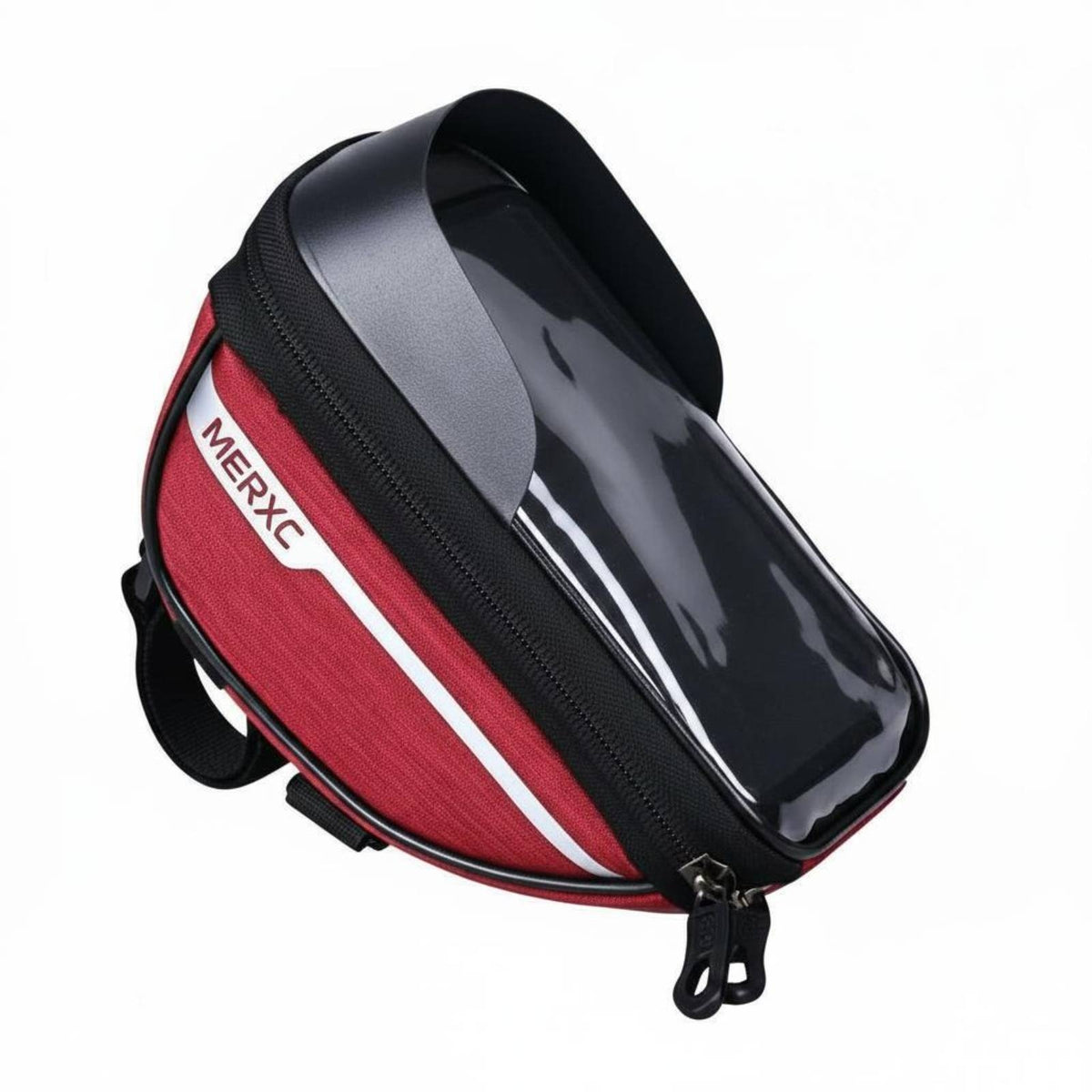 Press-sensitiveSensitive Window Bike Phone Holder Bag Zippered Compartment Bike Phone Bag Mounting Straps Bike Triangle Pouch Reflective Striping