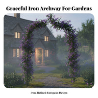 European Design Wrought Iron Garden Arch Freestanding Flower Arch Trellis Heavy Duty Climbing Plant Archway Sturdy Frame for Gardeners, Homeowners, Event Planners, Pathway Entrance, Yard, Patio, Wedding Ceremony