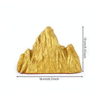 Mountain Ornament Golden Metal Ornament with Base Textured Decor for Shelf