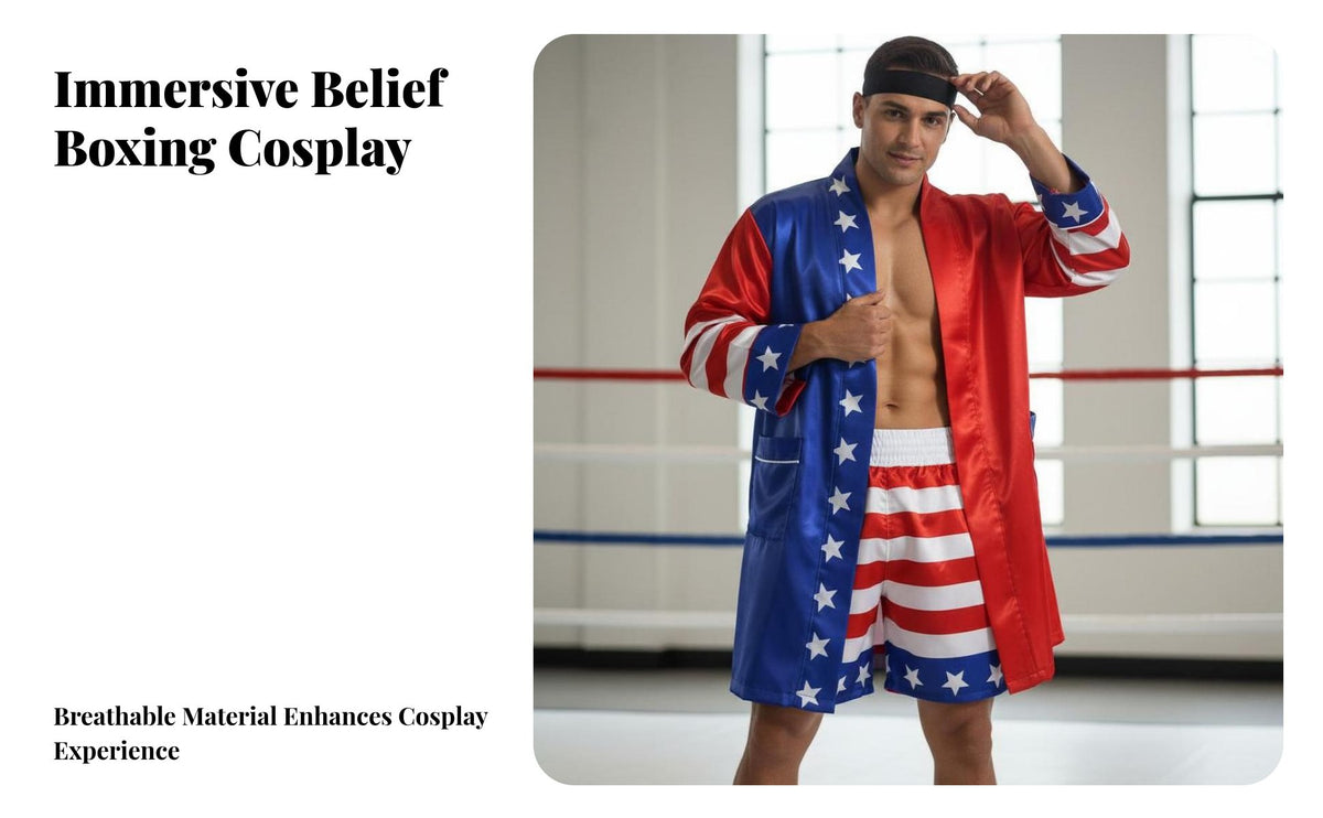 Hooded Fighter Robe with Shorts Skin-Friendly Hooded Boxing Robe and Shorts Set Breathable American Flag Boxing Costume for Men, Adults