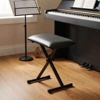 Cross-Brace Design Piano Stool Cushioned Seat Music Furniture Padded