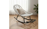 Heavy Duty Woven Rocking Lounger Ergonomic Design Rattan Design Rocking Chair Sun-Proof Rocker Chair with Footrest Waterproof for Balcony, Garden, Poolside