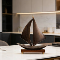 Wooden Sailboat Ornament Tabletop Wooden Sailboat Model Desktop Sailing Boat Display for Living Room, Entryway