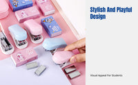 Mini Stapler, Cute Cartoon Stationery Set, Portable, Small, Macaron Colors