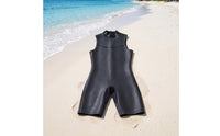 2mm Sleeveless Shorty Wetsuit Rear Zip One-Piece Shorty Wetsuit Smooth Skin Swimwear Close-Fitting for Divers, Swimmers, Diving, Snorkeling, Watersports