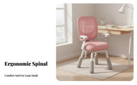 Back Support Height Adjustable Learning Chair Stable Frame Adjustable children's Study Chair Padded Cushion Breathable Mesh for Students, Girls, Teenagers, Home, School, Bedroom, Playroom