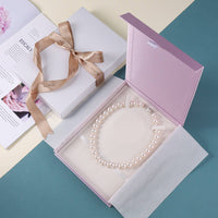 Pearl Necklace Box Soft Shielded Interior Necklace Gift Box Sturdy Frame Silk Finish Jewelry Case for Special Occasions