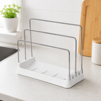 Cutting Board Rack & Knife Block Holder, Countertop Knife Storage Rack for Limited Space, Synthetic Polymer & Stainless Steel Kitchen Organiser