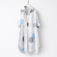Sun Protection Shirt with Long Sleeves for Beach Wear and Hiking, Polka Dot Open Front Cardigan for Women, UPF Clothing with Sporty Neckline