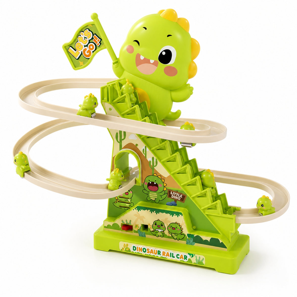 Electric Climbing Track Toy Musical Stair Climbing Dinosaur Toy Dinosaur Track Set with Cars Light-up Interactive for Kids