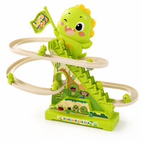 Electric Climbing Track Toy Musical Stair Climbing Dinosaur Toy Dinosaur Track Set with Cars Light-up Interactive for Kids