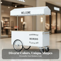 Easy Mobility Mobile Snack Cart Sturdy Structure Portable Food Stall Cart Versatile Applications Wrought Iron Food Trolley Multi-Purpose for Street Vendors, Small Business Owners, Night Markets, Exhibitions, Shopping Malls, Catering Events