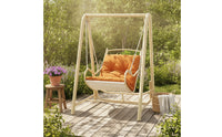 Padded Hanging Swing Chair with Stand Compact Hanging Swing Chair with Cushion Powder-Coated Furniture Outdoor for Garden