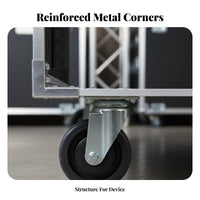 Rolling Audio Rack Case Heavy-Duty Construction Portable Amplifier Rack Reinforced Corners Rolling Roadworthy Enclosure for Artists, Outdoor Events
