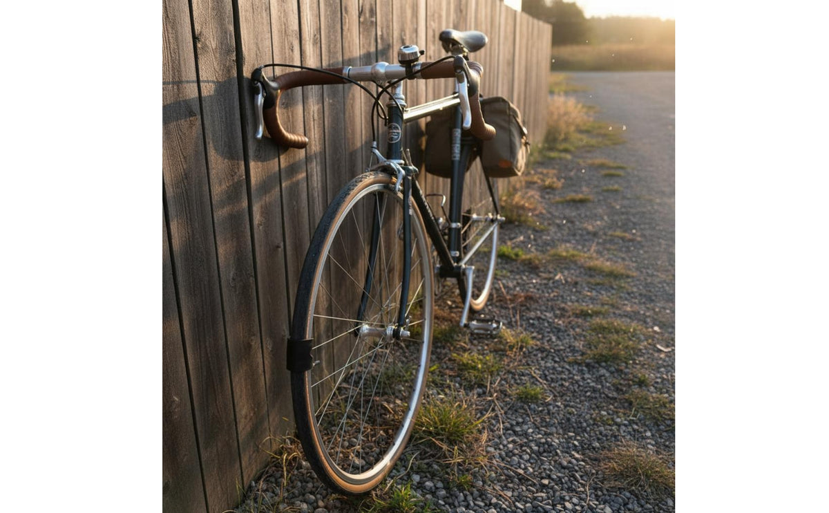 Leather Handlebar Grip with Alloy Locking Clamp - Anti-Slip Retro Bike Grip