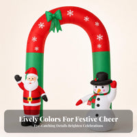 Red and Green Santa Snowman Arch Snowflake Print Inflatable Christmas Arch Festive Outdoor Christmas Decoration Stable Support