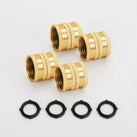 4 Pieces Knurled Brass Hose Connector with Washers Straight Female Hose Coupling Long-Lasting Hardware Strong for Gardeners, Homeowners