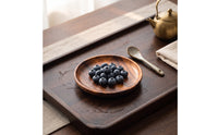 Acacia Wood Dish Round Wooden Dish with edge Shallow Wooden Tray with Lip for Entertaining, Tea Time