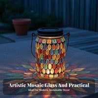 Portable Solar Mosaic Lantern Energy Efficient Mosaic Solar Lantern Automatic On/deactivate for Patio, Balcony