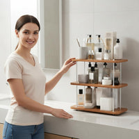 Countertop Storage Rack Sturdy Adjustable Counter Rack Large Capacity 3 Tier Countertop Organizer for Washroom Vanity