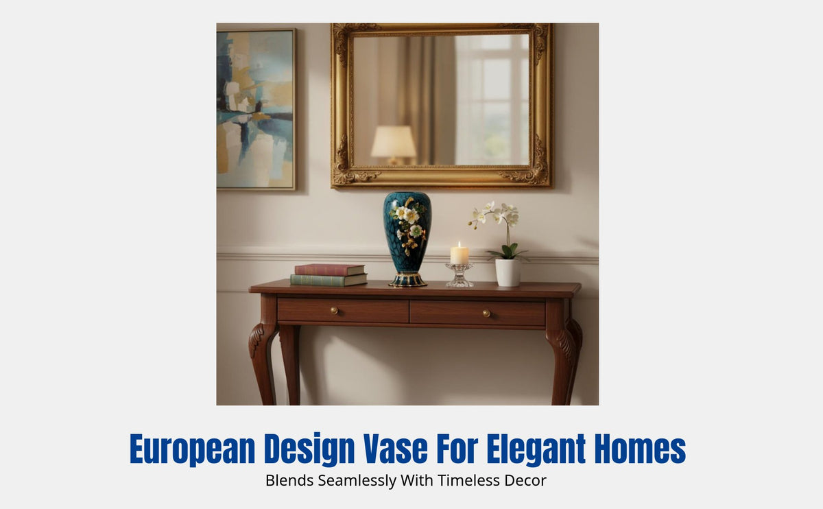 Enamel Glass Vase, Luxury Western Style, Decorative Accent for Living Room, Entryway
