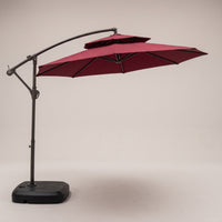 Offset Umbrella with Base Crank-Lift Double Top Patio Umbrella Water-Fillable for Homeowners, Cafe Owners, Garden, Terrace, Backyard
