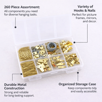 260 Pieces Metal Picture Frame Hanging Kit Hardware with Tools, Heavy Duty Wall Hanging Hooks with Nails and Screws for Picture Clothes Bags Mounting