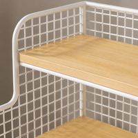 3 Tier Wood Book Shelf, Desktop Iron Bookcase, Iron and Wood Storage Shelves, Standing Shelving Unit for Office