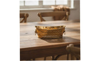 Brass Tray with Hanging Rings Gold Presentation Plate Carved for Entryway
