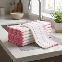 Microfibre Cloth Low Lint for Dishes and Countertops, Quick Dry Microfibre Cloth, High Absorbency Tea Towels with Sewn Edges, White Plain Weave