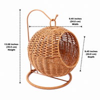 Wicker Hanging Fruit Basket, Rattan Basket for Kitchen Storage, Brown Cartoon Design Woven Decor