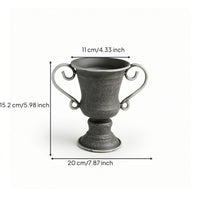 Vintage Trophy Planter Antique Iron Planter with Handles Weathered Plant Pot with Drainage Hole Decorative for Windowsill