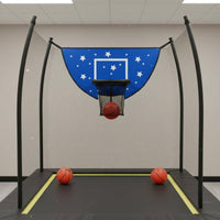 Waterproof Trampoline Basketball Hoop Sun-Proof Trampoline Basketball Set Weather Resistant Outdoor Toy Includes Ball and Pump for Children, Backyard