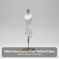 Scale Model Dress Form Sturdy Wood Base Mini Mannequin PU Foam Material Scale Dressmaker Form for Seamstresses, Hobbyists, Classroom, Shop Display