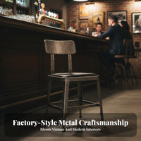mechanical aesthetic Metal Stool with rear support Vintage Design Lowrear support Metal Stool Commercial Grade Counter Chair sturdy Construction for Restaurateurs, Interior Designers, Restaurant, Bistro, Kitchen, Patio
