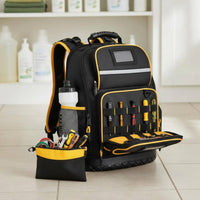 Electrician Tool Organizer Backpack Breathable Padded Back Molded Base Tool Backpack USB Charging Port for Electricians, Technicians