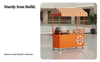 Long-Lasting Iron Frame Mobile Food Cart 360° Swivel Casters Rolling Market Stall Spacious Countertop Rolling Snack Stand Large Storage Space for Street Vendors, Small Business Owners, Event Organizers, Night Markets, Shopping Malls, Supermarkets