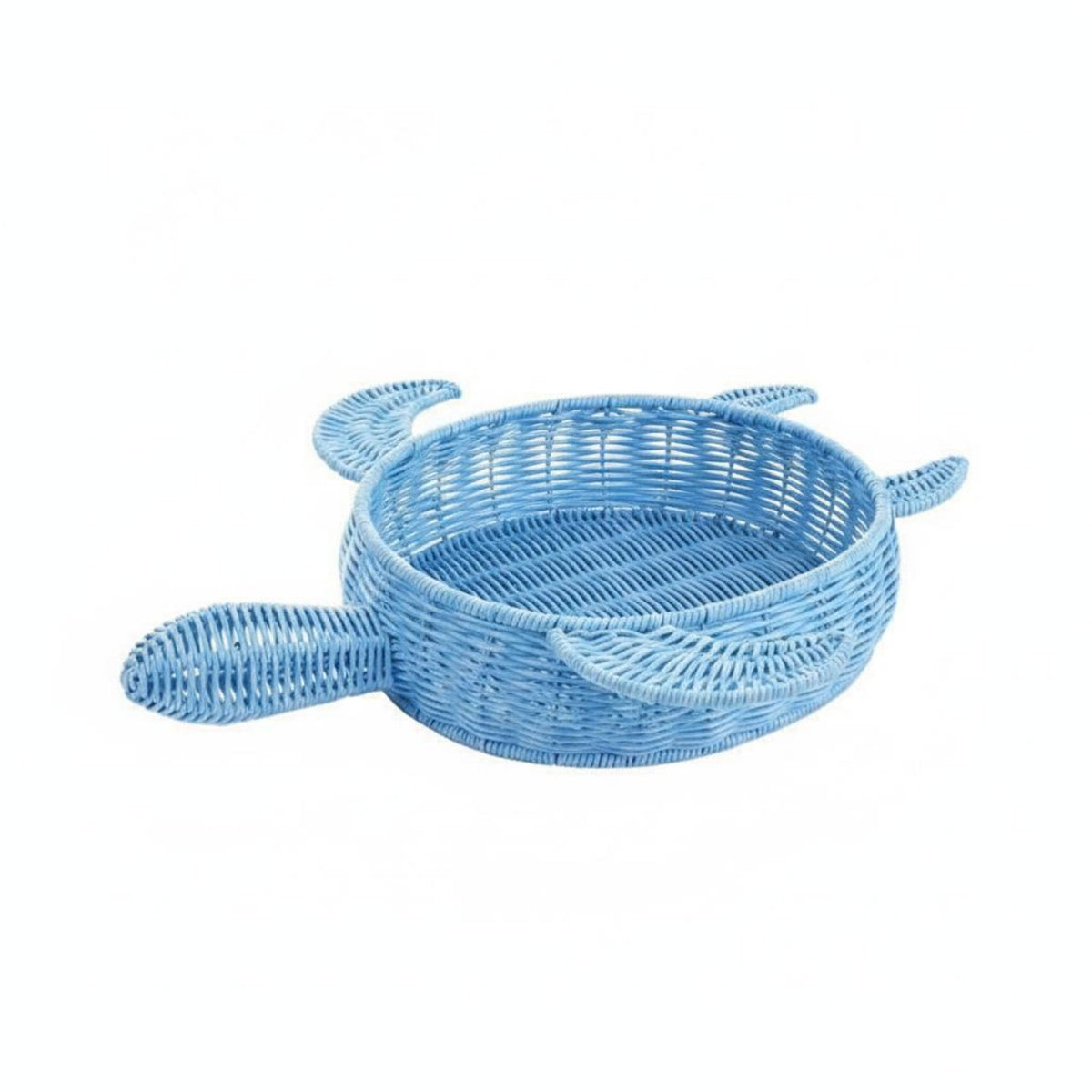 Multi-Purpose Cartoon Turtle Basket Decorative Blue Woven Basket Charming Design Household Storage Sturdy for Children, Desktop, Nursery, Living Room