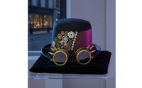 Black Steampunk Hat with Goggles Metal Gear Decorations Steampunk Top Hat