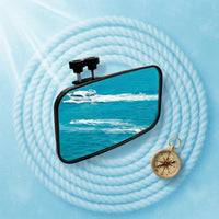 Square Marine Mirror 360-Degree Mirror Degree Adjustable Center Rearview Mirrors Quick Release Knob for Yacht
