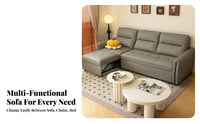 Pull-extendable Chaise Sectional Multi-Functional Sleeper Sofa Foldable Design transformable Couch for Small Apartment Dwellers, Homeowners, Living Room, studio apartment